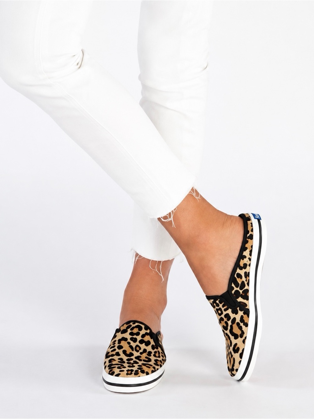 Keds x Kate Spade Double Decker Leopard Calf Hair Mules Size 6.5